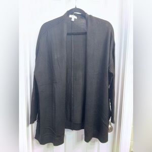 Skinnygirl Oversized open front Black cardigan with pockets has ribbed sleeves